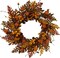 20 inch Fall Wreath Autumn Oak Leaves Wreath with cape gooseberry, oak leaf, acorn, berry, and pine cone for front door farmhouse indoor outdoor festival home decor